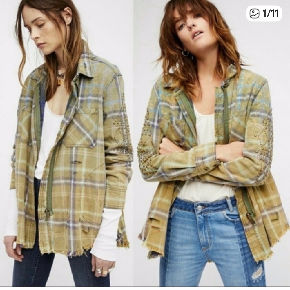 Free People Washed & Deconstructed Jacket / Shaket Size Small